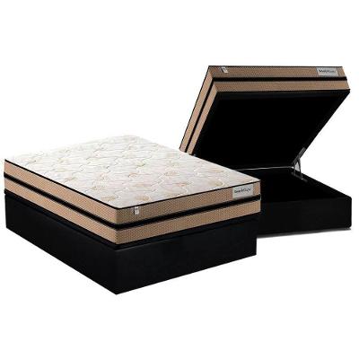 Cama Box Baú Casal: Colchão Molas MasterPocket Ensacadas Plumatex   Smart Milano + Base CRC Suede Black(138x188)
