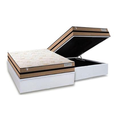 Cama Box Baú Casal: Colchão Molas MasterPocket Ensacadas Plumatex   Milano + Base CRC Courano White(138x188)