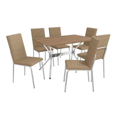 Sala De Jantar Loire com Tampo De Madeira 1.36cm + 6 Cadeiras Cromada-capuccino