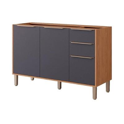 Balcão De Cozinha Modulado Divina 3 Portas E 2 Gavetas S/tampo 120cm Freijo/titanium - Mgm