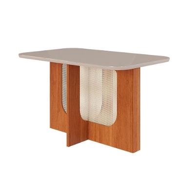 Mesa de Sala Jantar Louise c/Tampo Madeirado Vidro 130x80cm Cinamomo/Off White - Cimol