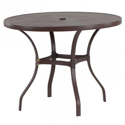 Mesa Roma Com Tampo Ripado 80cm Alumínio - Varanda Cozinha Marrom