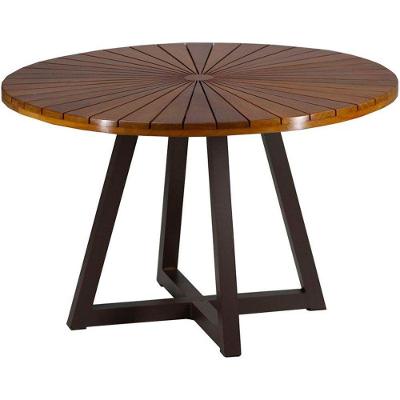 Mesa Bali 1,20m Tampo Madeira E Alumínio Varanda Jardim Fendi