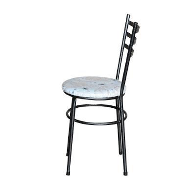 Conjunto 4 Cadeiras Para Cozinha Epoxi Preta Craqueada Assento Floral Areia