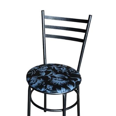 Conjunto 4 Cadeiras Para Cozinha Epoxi Preta Craqueada Assento Floral Preto