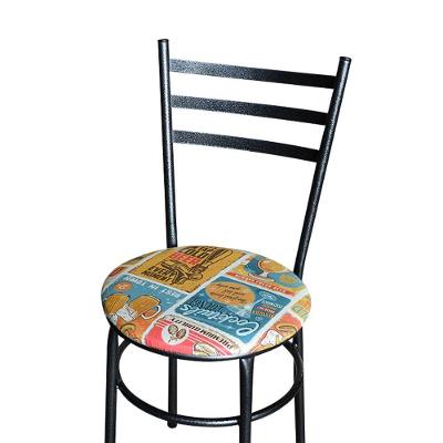 Conjunto 4 Cadeiras Para Cozinha Epoxi Preta Craqueada Assento Floral Happy Hour