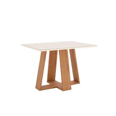 Mesa de Sala Jantar Lins SC90 c/Tampo Madeirado Vidro Reto 120x80cm Nature/Off White - Henn