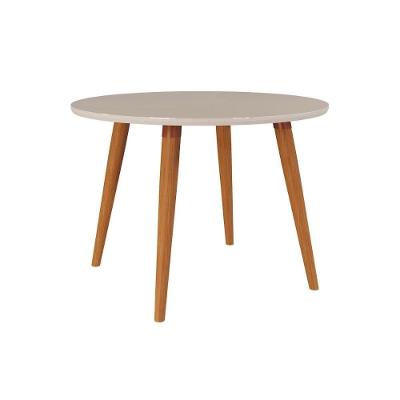 Mesa de Sala Jantar Dani Madeira Maciça c/Tampo Madeirado Vidro 109cm Madeirado/Off White - Cimol