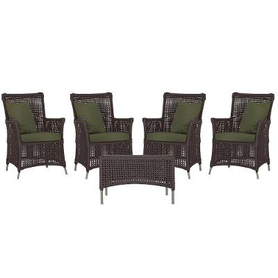 4 Poltronas E 1 Mesa Igapó Alumínio Fendi Corda Náutica E13 Marrom