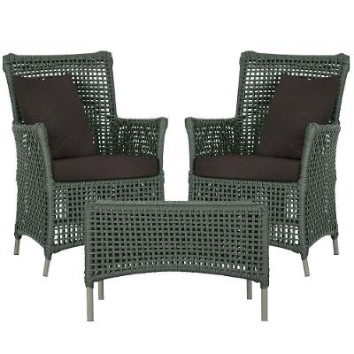 2 Poltronas E 1 Mesa Igapó Alumínio Fendi Corda Náutica E9 Verde