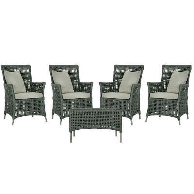 4 Poltronas E 1 Mesa Igapó Alumínio Fendi Corda Náutica E3 Verde