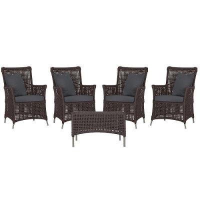 4 Poltronas E 1 Mesa Igapó Alumínio Fendi Corda Náutica E11 Marrom