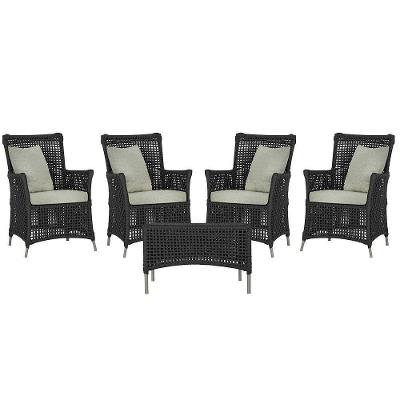 4 Poltronas E 1 Mesa Igapó Alumínio Fendi Corda Náutica E3 Preto