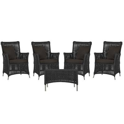 4 Poltronas E 1 Mesa Igapó Alumínio Fendi Corda Náutica E9 Preto