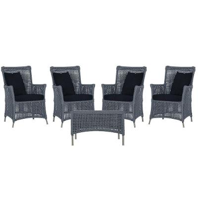 4 Poltronas E 1 Mesa Igapó Alumínio Fendi Corda Náutica E12 Prata