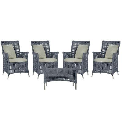 4 Poltronas E 1 Mesa Igapó Alumínio Fendi Corda Náutica E3 Prata