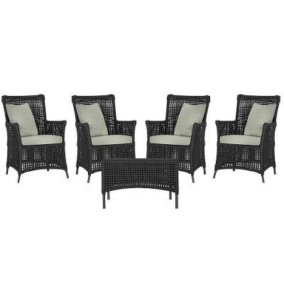 4 Poltronas E 1 Mesa Igapó Alumínio Marrom Corda Náutica E3 Preto