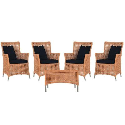 4 Poltronas E 1 Mesa Igapó Alumínio Fendi Corda Náutica E12 Terra Cota