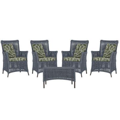 4 Poltronas E 1 Mesa Igapó Alumínio Marrom Corda Náutica E5 Prata