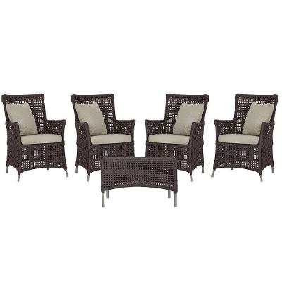 4 Poltronas E 1 Mesa Igapó Alumínio Fendi Corda Náutica E7 Marrom