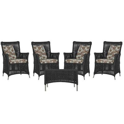 4 Poltronas E 1 Mesa Igapó Alumínio Fendi Corda Náutica E6 Preto