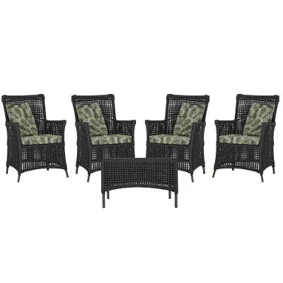 4 Poltronas E 1 Mesa Igapó Alumínio Marrom Corda Náutica E5 Preto