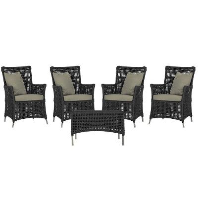 4 Poltronas E 1 Mesa Igapó Alumínio Fendi Corda Náutica E8 Preto
