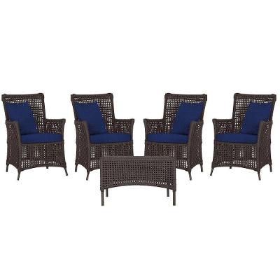 4 Poltronas E 1 Mesa Igapó Alumínio Marrom Corda Náutica E10 Marrom