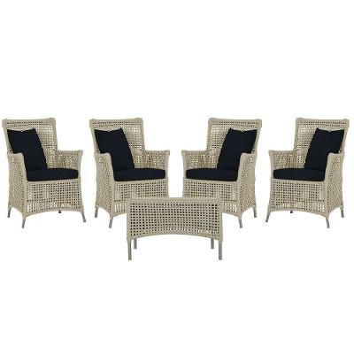 4 Poltronas E 1 Mesa Igapó Alumínio Fendi Corda Náutica E12 Rami