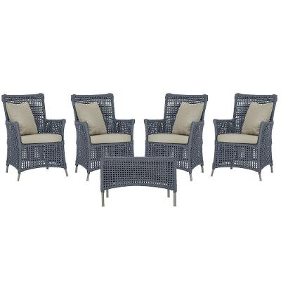 4 Poltronas E 1 Mesa Igapó Alumínio Fendi Corda Náutica E7 Prata