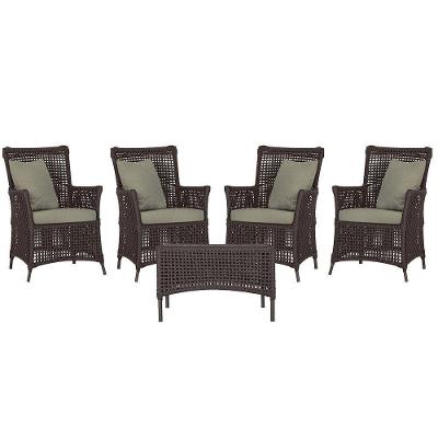 4 Poltronas E 1 Mesa Igapó Alumínio Marrom Corda Náutica E8 Marrom