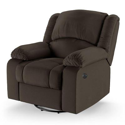 Poltrona Do Papai Reclinável Melim Glider Giratória Usb Sintético Pu F Fh1 - D'rossi Cor Marrom