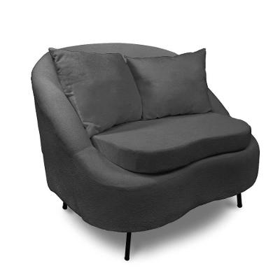 Poltrona Decorativa Orgânica Pé Ferro Pto Zaya Bouclê C05 - D'rossi Cor Grafite