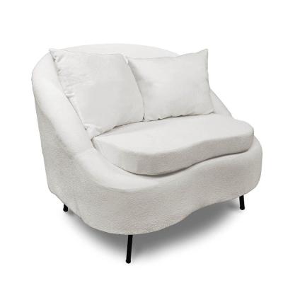 Poltrona Decorativa Orgânica Pé Ferro Pto Zaya Bouclê C05 - D'rossi Cor White