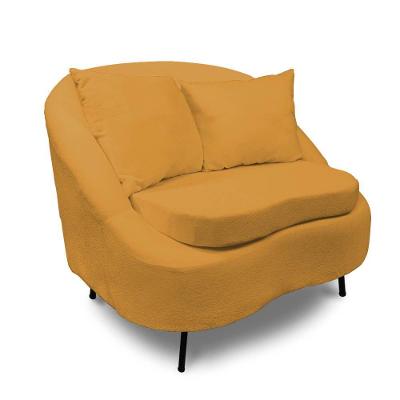 Poltrona Decorativa Orgânica Pé Ferro Pto Zaya Bouclê C05 - D'rossi Cor Mostarda
