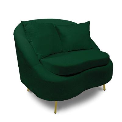 Poltrona Decorativa Orgânica Pé Ferro Dou Zaya Bouclê Verde C05 - D'rossi
