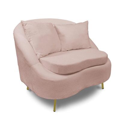 Poltrona Decorativa Orgânica Pé Ferro Dou Zaya Bouclê Rosê C05 - D'rossi