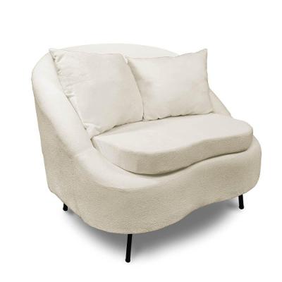 Poltrona Decorativa Orgânica Pé Ferro Pto Zaya Bouclê Bege C05 - D'rossi