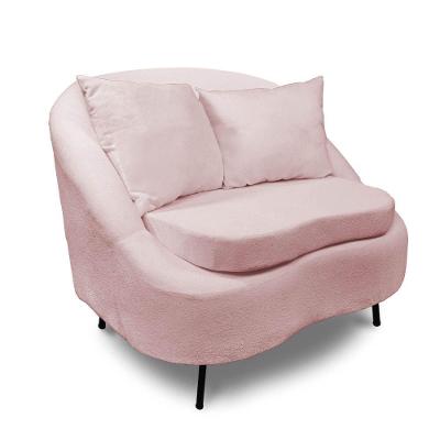 Poltrona Decorativa Orgânica Pé Ferro Pto Zaya Bouclê C05 - D'rossi Cor Rose