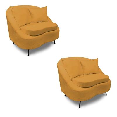 Poltrona Decorativa Orgânica Pé Ferro Pto Kit 2 Zaya Bouclê Most C05 - D'rossi