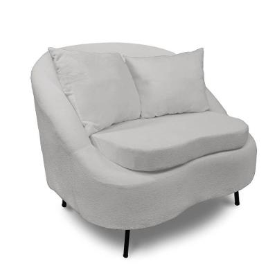 Poltrona Decorativa Orgânica Pé Ferro Pto Zaya Bouclê C05 - D'rossi Cor Cinza