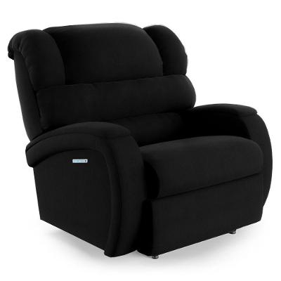 Poltrona Do Papai Reclinável Napoli Elétrica Botão Led Massagem Veludo Preto Fh1 - D'rossi