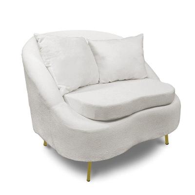 Poltrona Decorativa Orgânica Pé Ferro Dou Zaya Bouclê Off White C05 - D'rossi