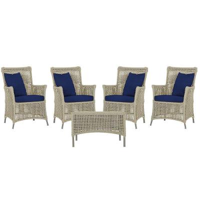 4 Poltronas E 1 Mesa Igapó Alumínio Fendi Corda Náutica E10 Rami