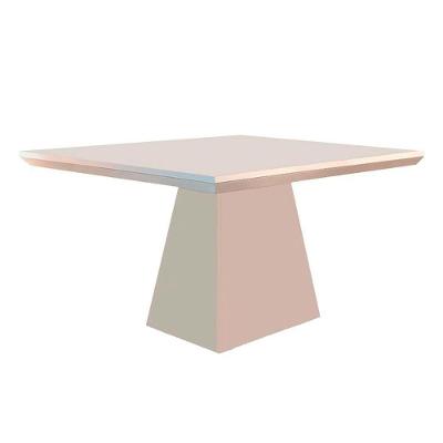 Mesa de Sala Jantar Luna + Tampo Madeirado Reto 120x80cm Off White - Rufato