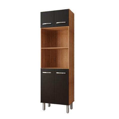 Armário Paneleiro 4 Portas Para Cozinha Mara Savana/preto - Moblis