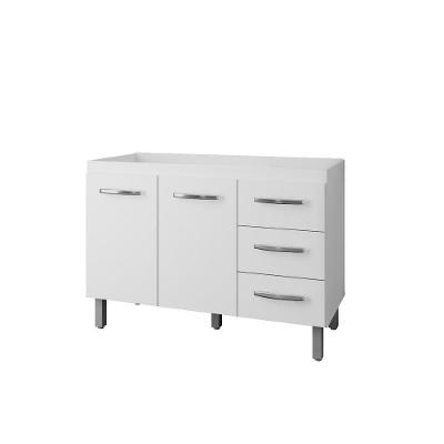 Balcão Para Pia De Cozinha 1,20m Bianca Com 2 Portas E 3 Gavetas Branco - Moblis