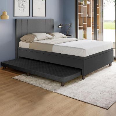 Base Box Casal Com Cama Auxiliar Com Colchão Conjugado Corino - Skybox Cor Preto