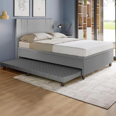 Base Box Casal Com Cama Auxiliar Com Colchão Conjugado Corino - Skybox Cor Cinza