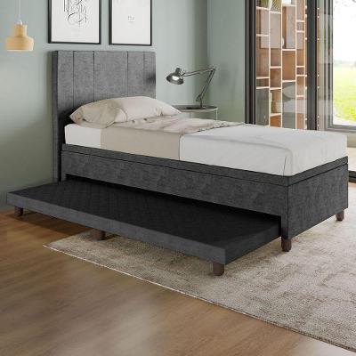 Base Box Solteiro Com Cama Auxiliar C/colchão Conjugado Veludo - Skybox Cor Preto